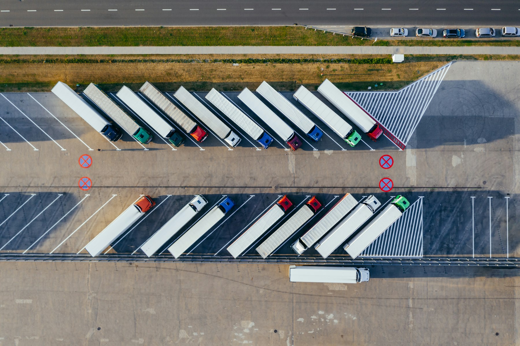 Illustrative aerial photograph of a logistics yard. Not a 419 project.